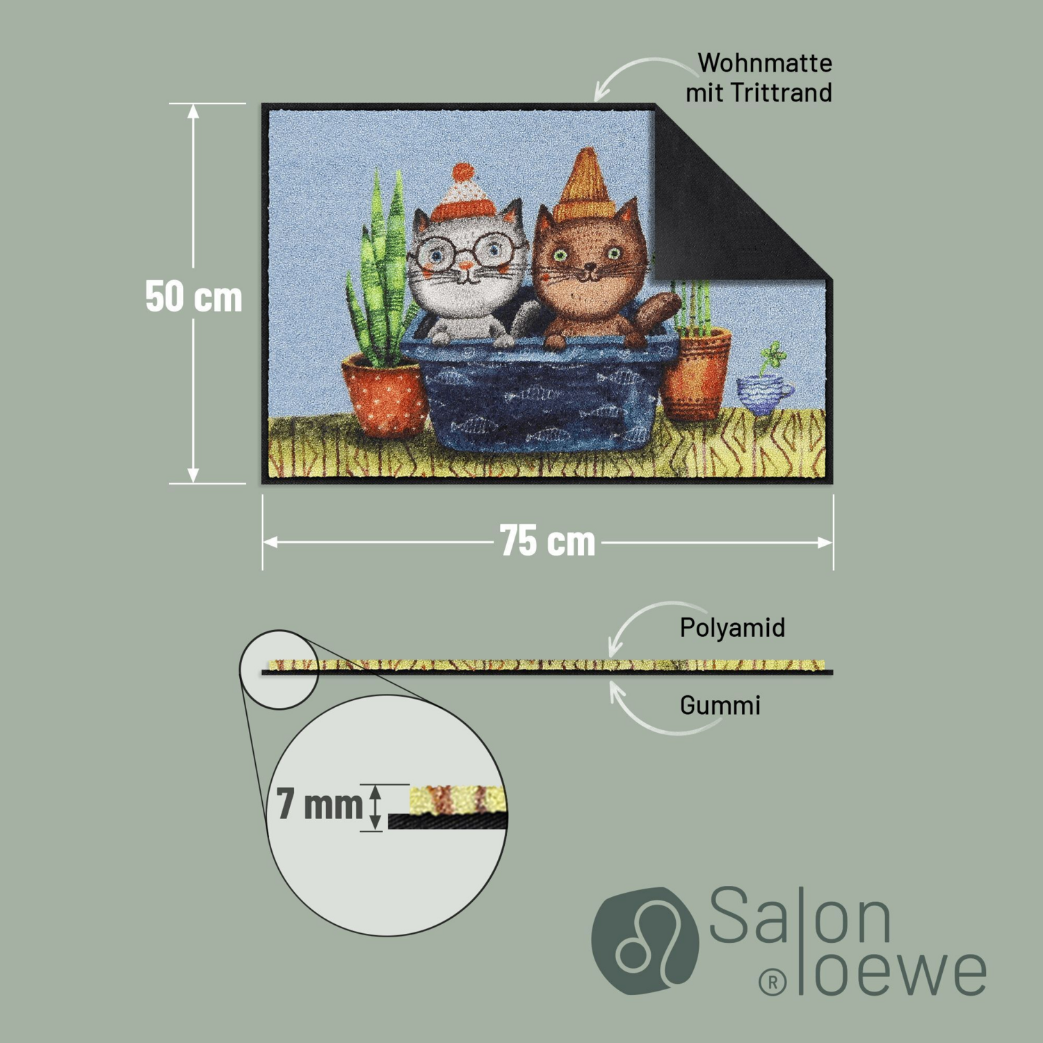 salonloewe-trouble-cats-eingangsmatte-50-x-75-cm-katzenmotiv-waschbar-und-trockn image 3