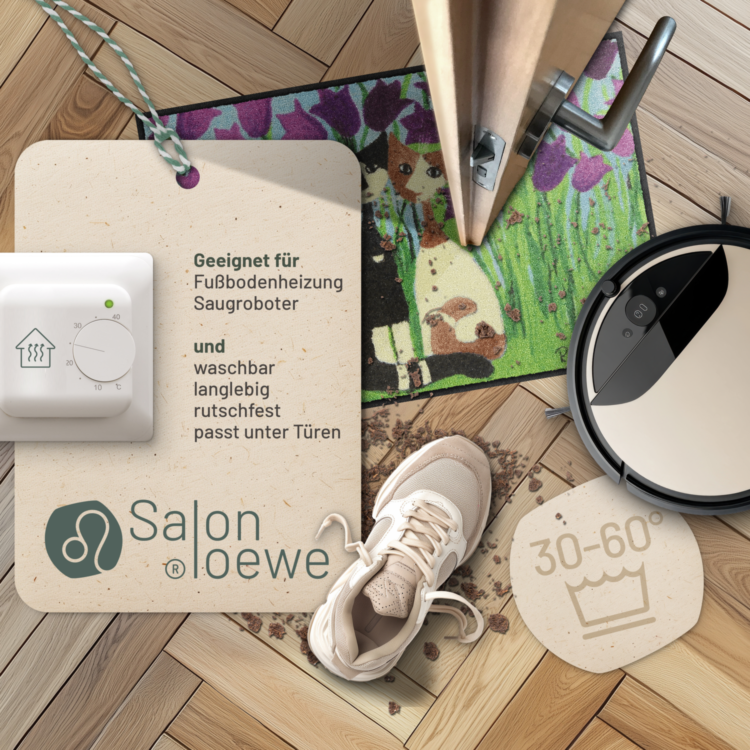 salonloewe-cielo-di-tulipani-eingangsmatte-50-x-75-cm-schmutzfangmatte-mit-katze image 2