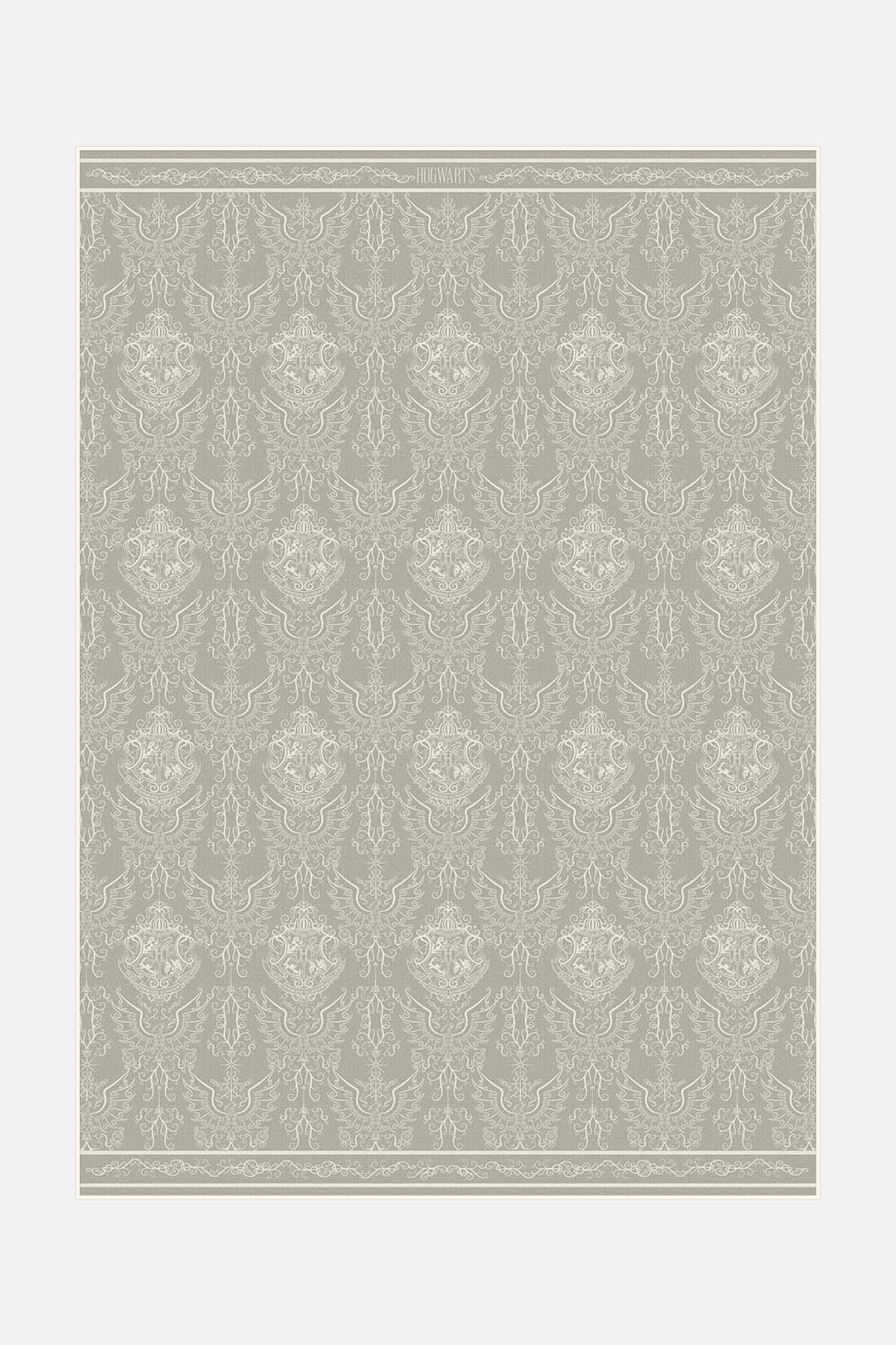 teppana-harry-potter-damast-taupe-teppich-waschbarer-kinderteppich-im-hogwarts-d image 1
