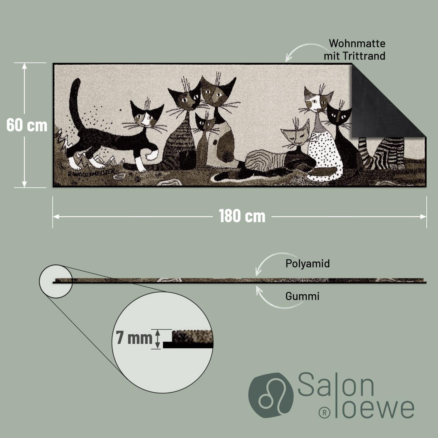 salonloewe-serafino-friends-teppich-60-x-180-cm-waschbarer-l-ufer-mit-katzenmoti image 4