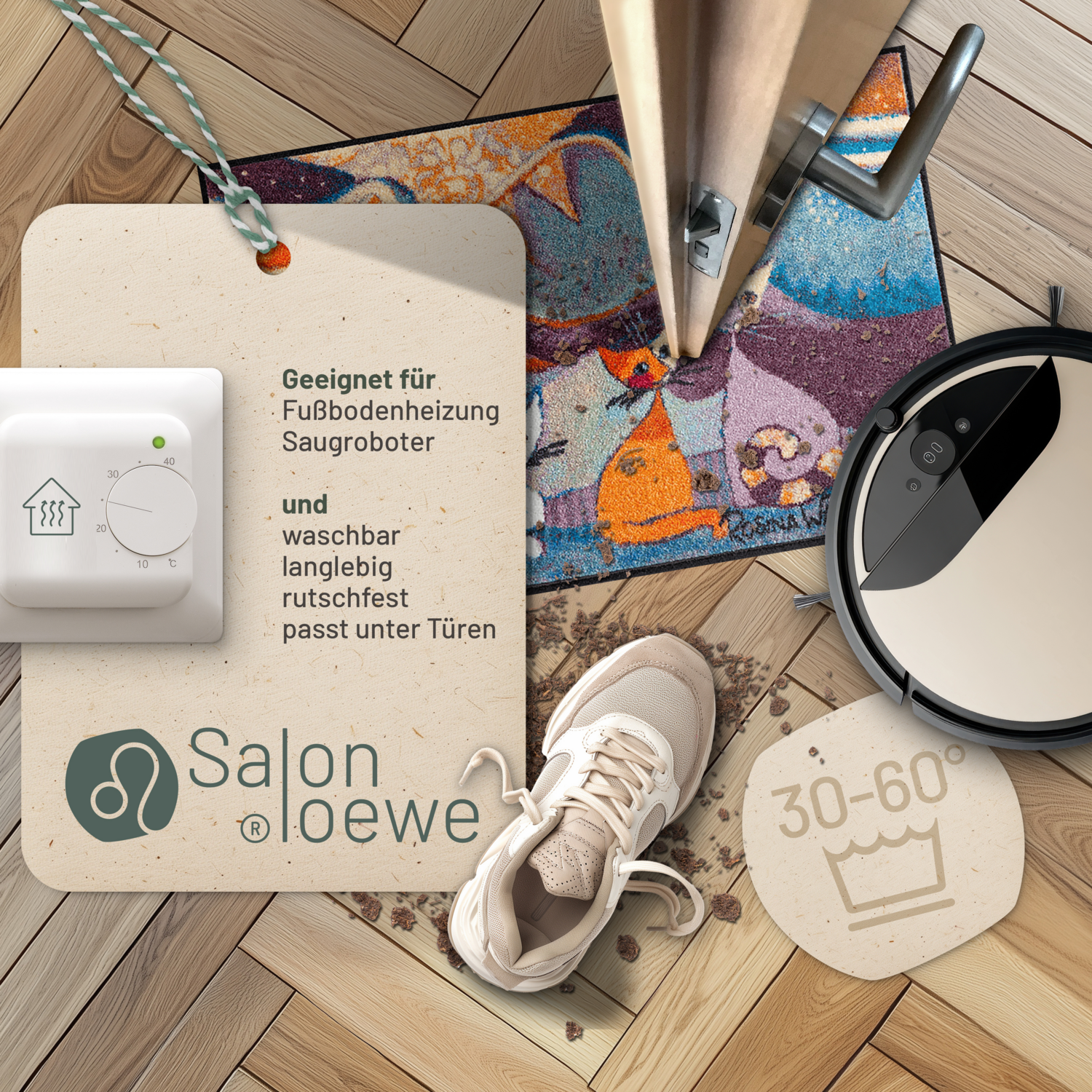 salonloewe-le-onde-eingangsmatte-50-x-75-cm-waschbare-fu-matte-mit-katzenmotiv-n image 3