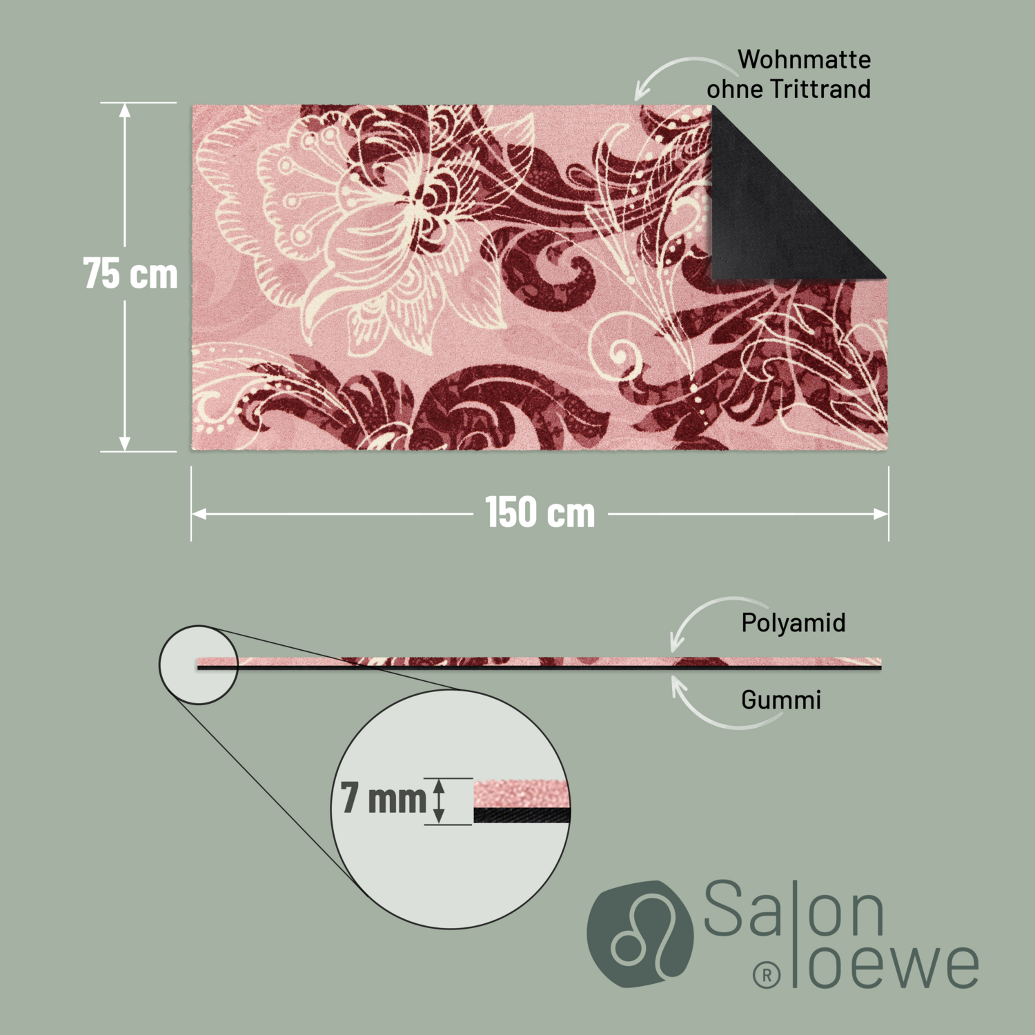 salonloewe-arabeske-rose-l-ufer-75-x-150-cm-waschbarer-flurl-ufer-mit-orientalis image 4