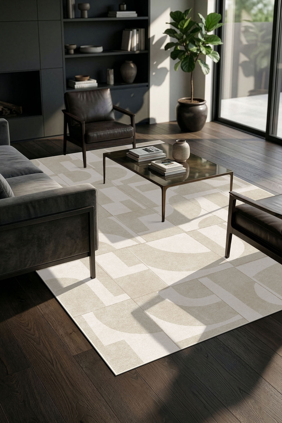 teppana-vika-beige-teppich-waschbarer-geometrischer-teppich image 4
