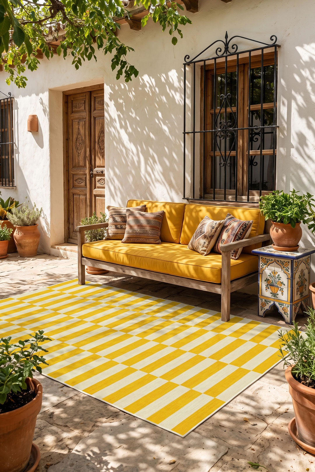 teppana-outdoor-isla-zitrone-teppich-waschbarer-outdoor-indoor-teppich-gelb-oran image 4