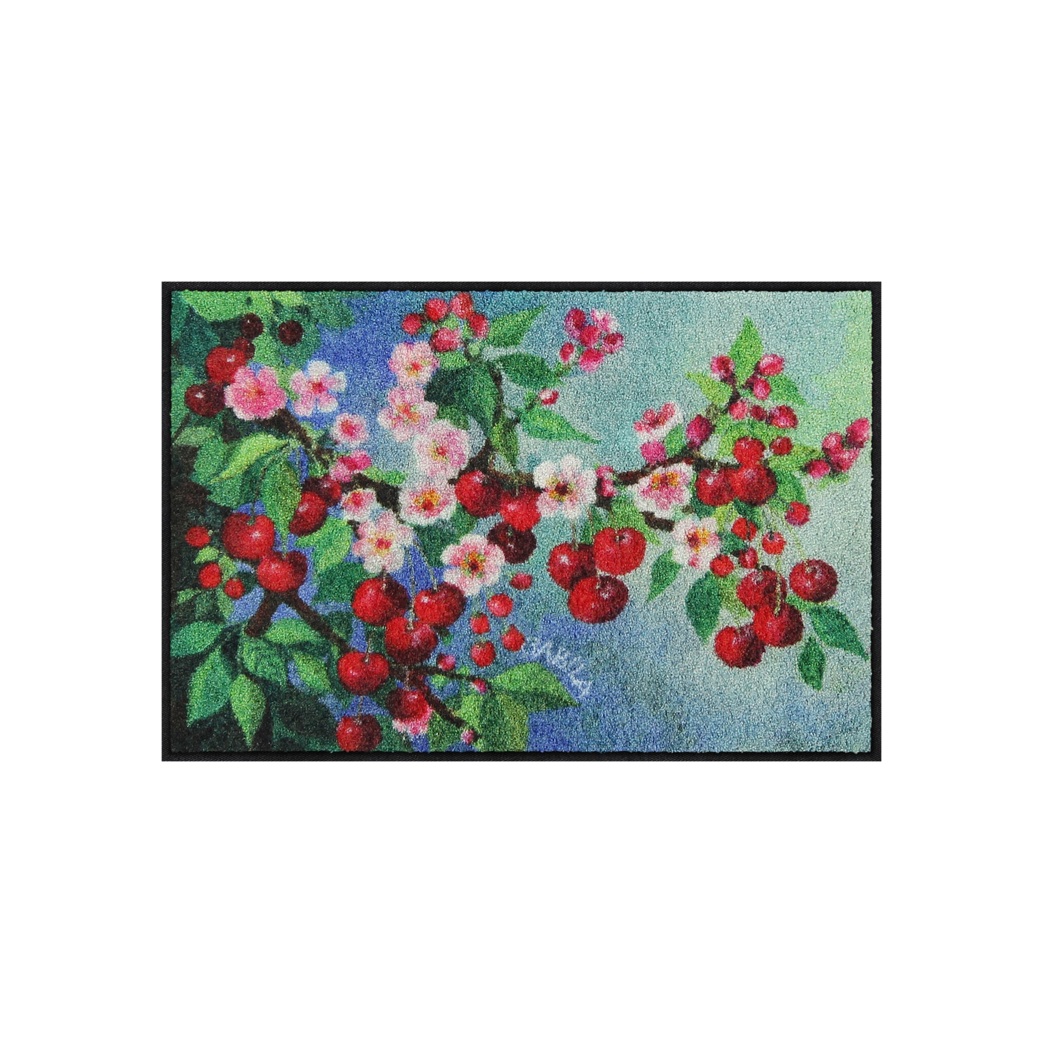 salonloewe-cherry-dream-eingangsmatte-50-x-75-cm-schmutzfangmatte-mit-kirschmoti image 1