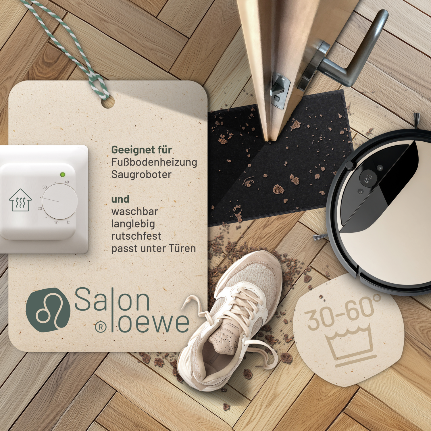 salonloewe-schwarz-minimatte-30-x-60-cm-polyamid-rutschfest-waschbar-und-trockne image 2