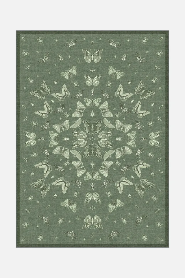 teppana-schmetterling-salbei-waschbarer-teppich-gr-n image 1