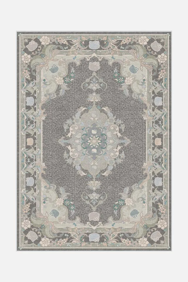teppana-hello-kitty-orient-grau-teppich-waschbarer-indoor-teppich image 1