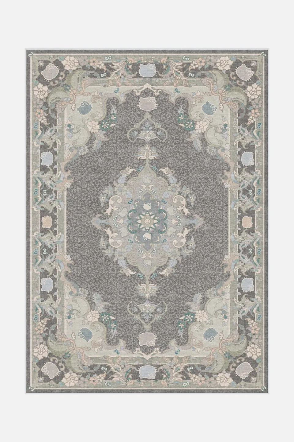 teppana-hello-kitty-orient-grau-teppich-waschbarer-indoor-teppich image 1