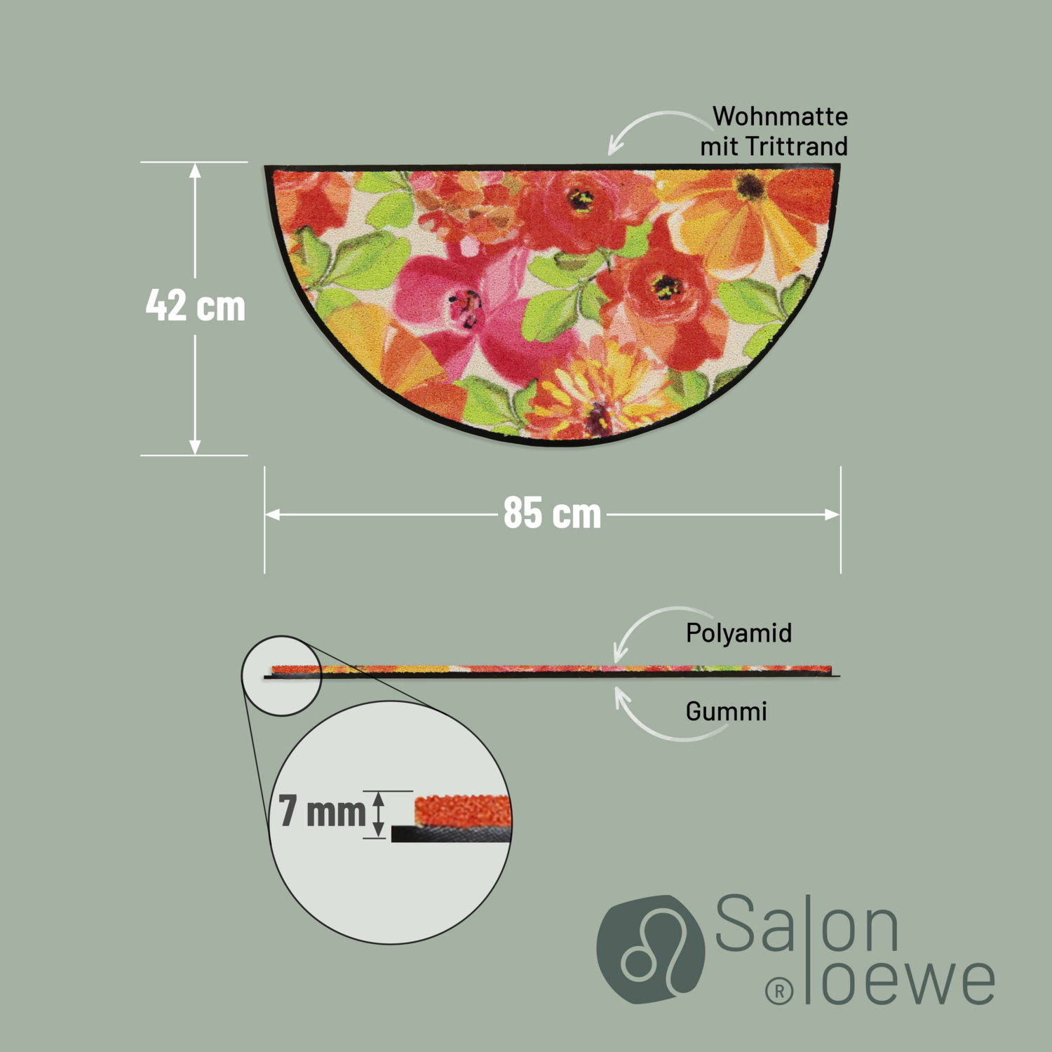 salonloewe-flower-bed-beige-red-sonderform-42-x-85-cm-waschbare-designermatte image 4