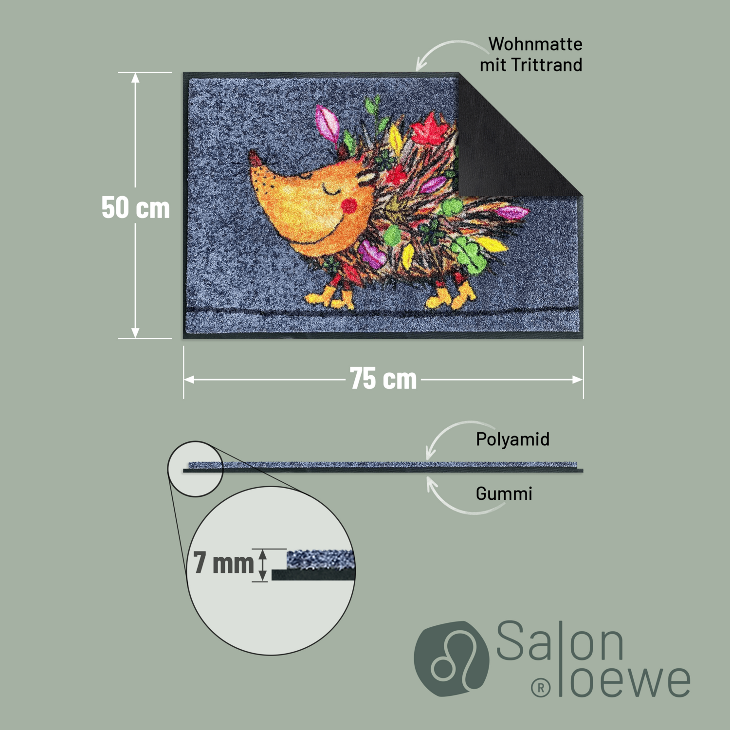 salonloewe-funky-hedgy-eingangsmatte-50-x-75-cm-waschbare-schmutzfangmatte-mit-i image 4