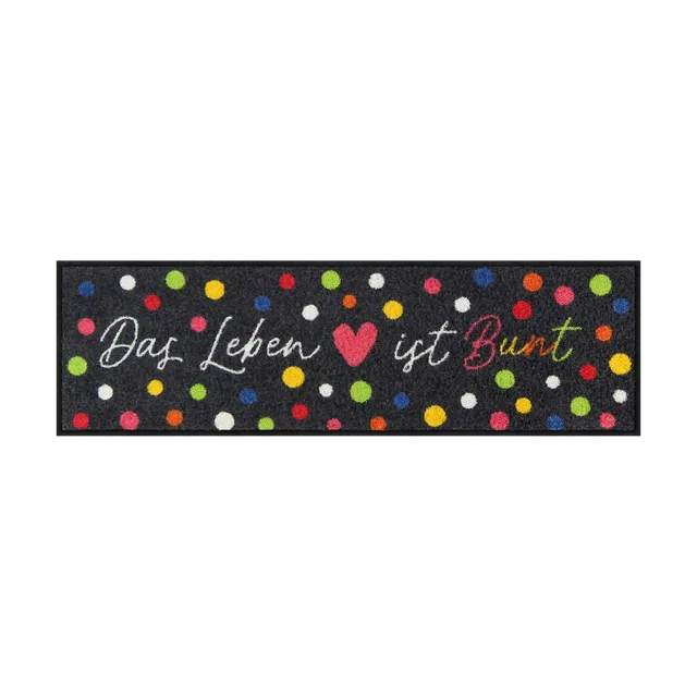 salonloewe-buntes-leben-eingangsmatte-30-x-100-cm-waschbare-fu-matte-mit-herz-un image 1