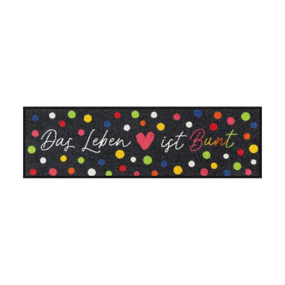 salonloewe-buntes-leben-eingangsmatte-30-x-100-cm-waschbare-fu-matte-mit-herz-un image 1