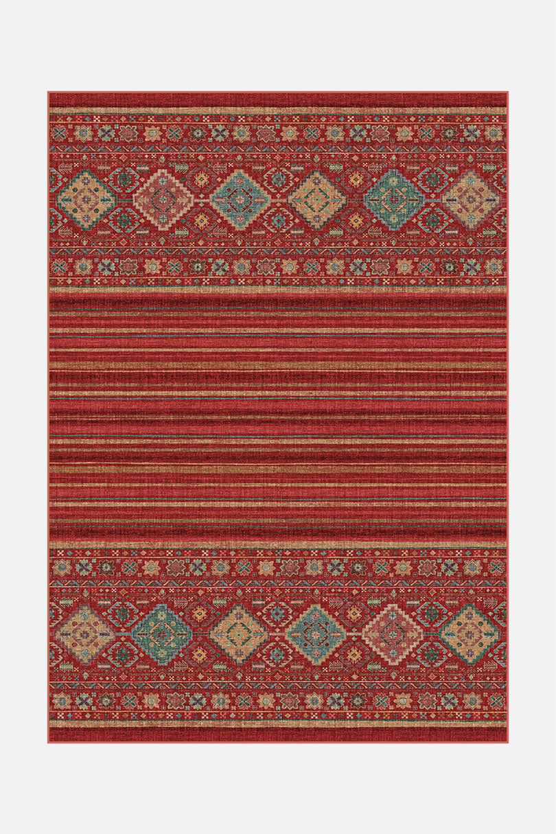 teppana-samira-granat-teppich-waschbarer-boho-teppich-mit-geometrischem-muster-i image 1