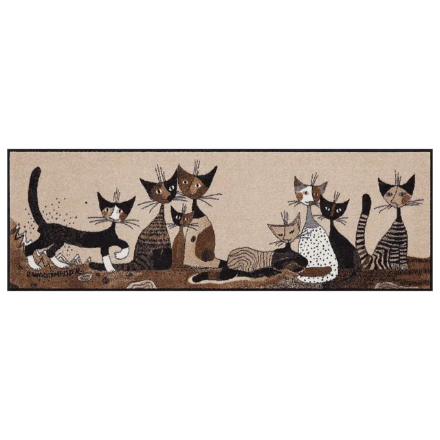 salonloewe-serafino-friends-teppich-60-x-180-cm-waschbarer-l-ufer-mit-katzenmoti image 1