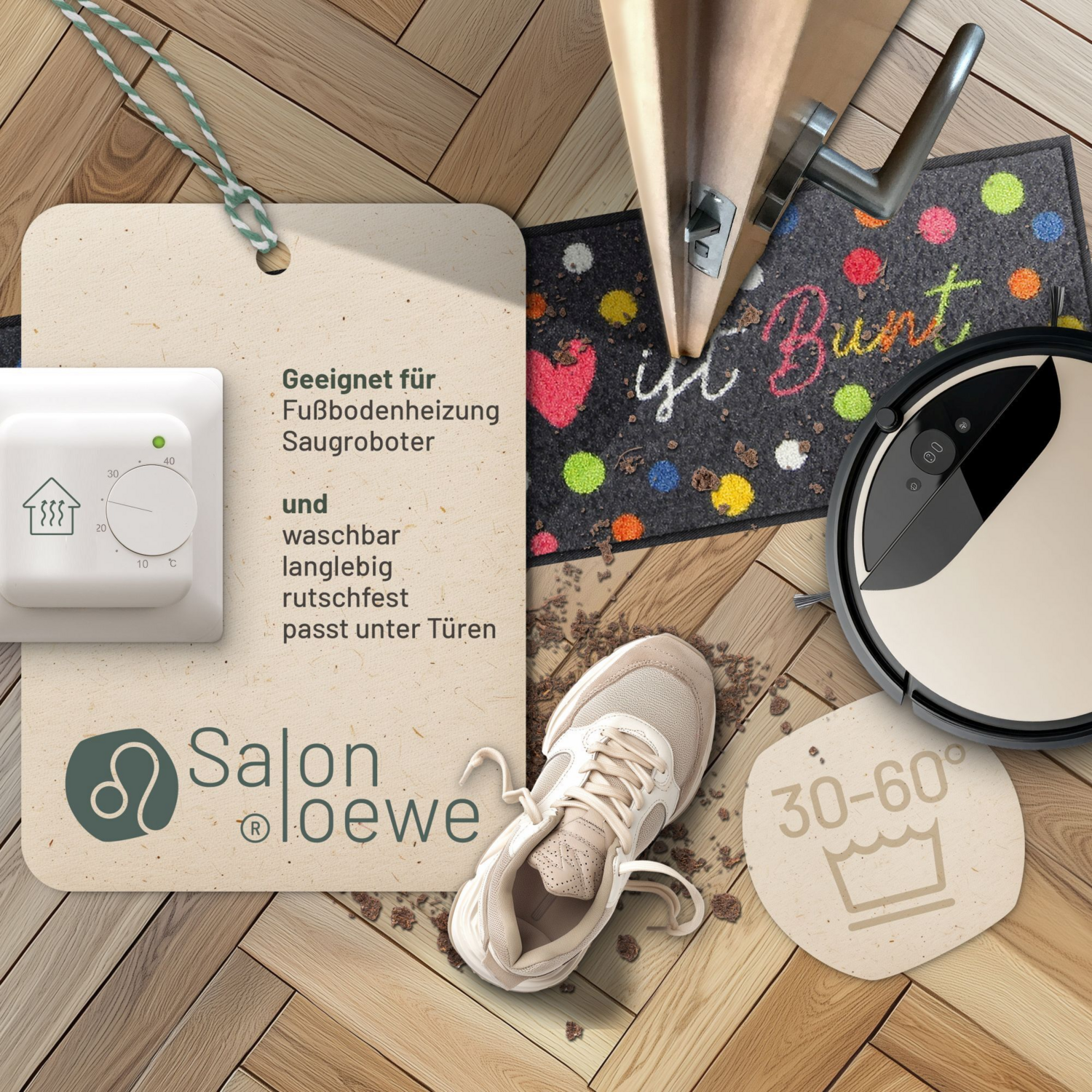 salonloewe-buntes-leben-eingangsmatte-30-x-100-cm-waschbare-fu-matte-mit-herz-un image 2