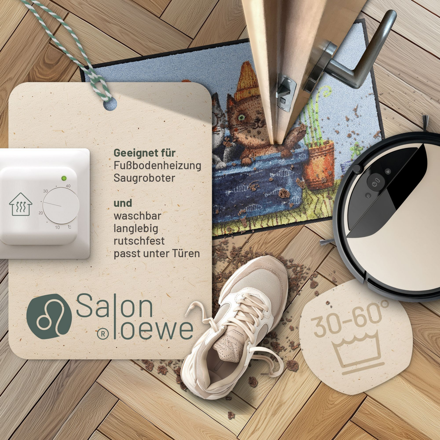 salonloewe-trouble-cats-eingangsmatte-50-x-75-cm-katzenmotiv-waschbar-und-trockn image 2
