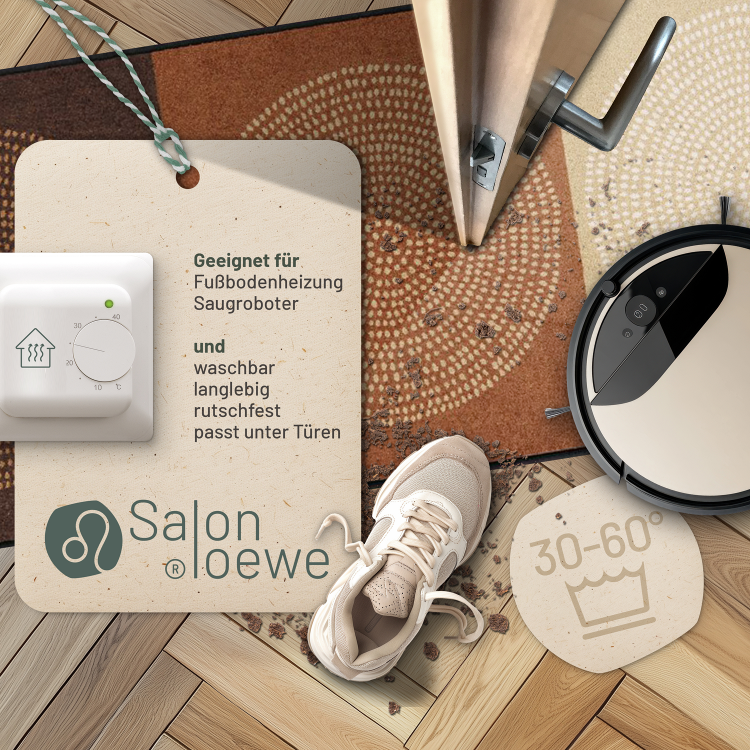 salonloewe-nestor-mocca-teppich-75-x-190-cm-waschbare-schmutzfangmatte-mit-grafi image 3