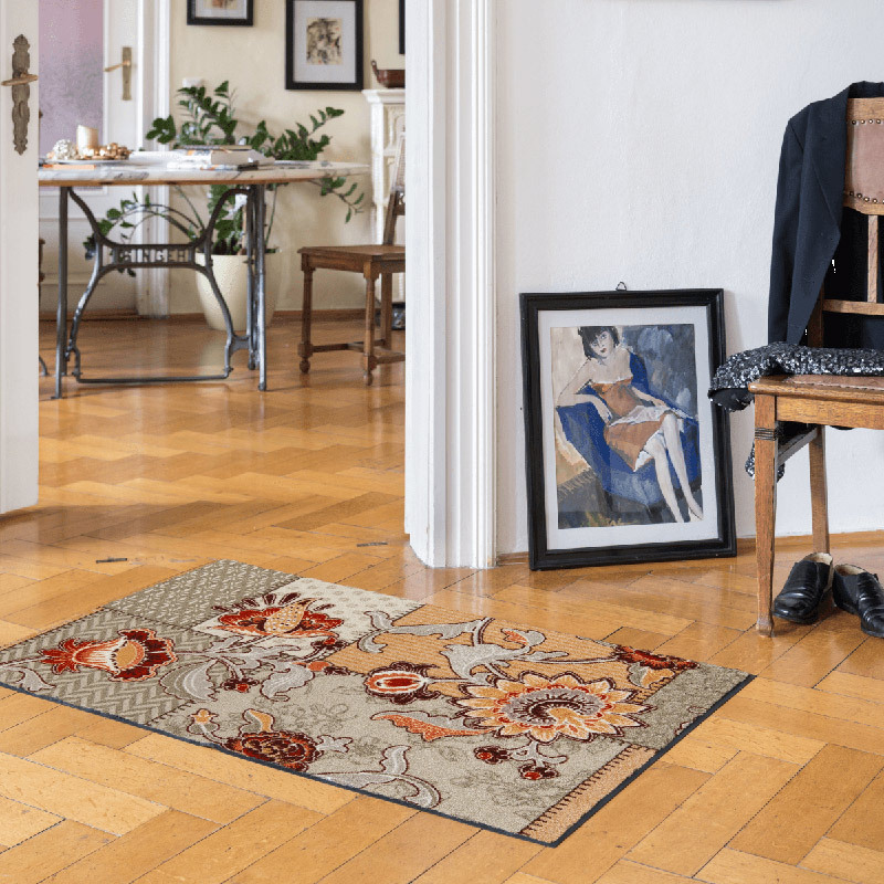 salonloewe-bohemian-patch-taupe-teppich-75-x-120-cm-waschbar-rutschfest image 2