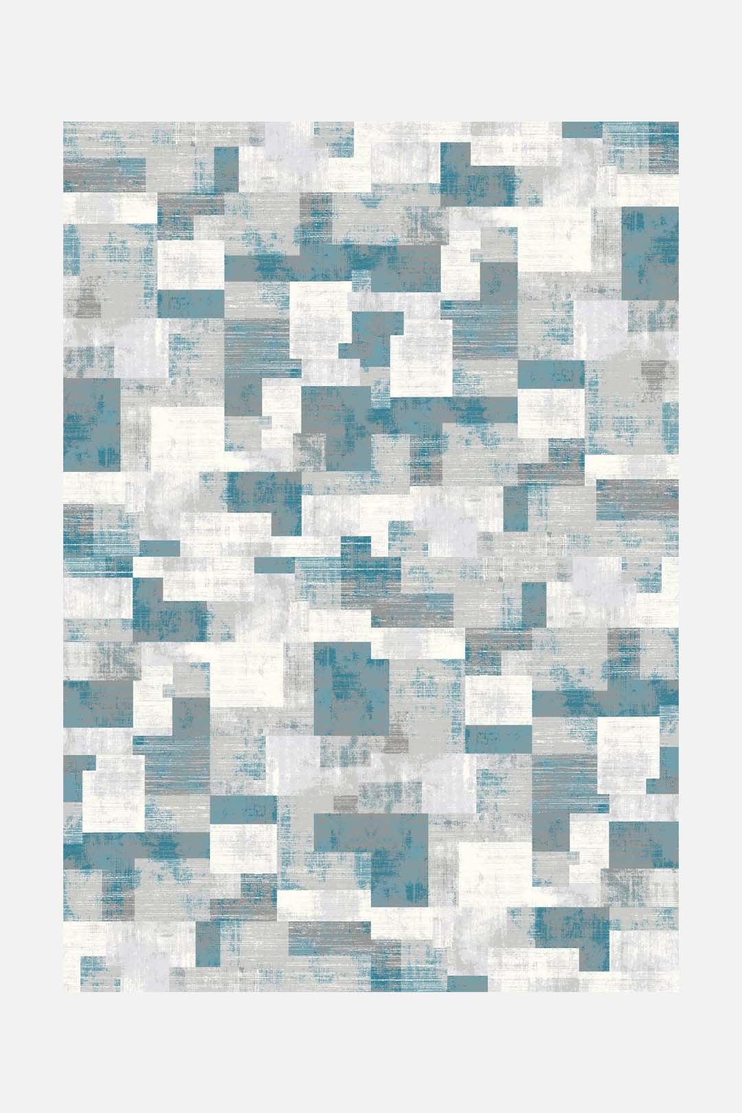 teppana-topas-quadrat-teppich-waschbarer-indoor-teppich-geometrisch-blau-grau image 1