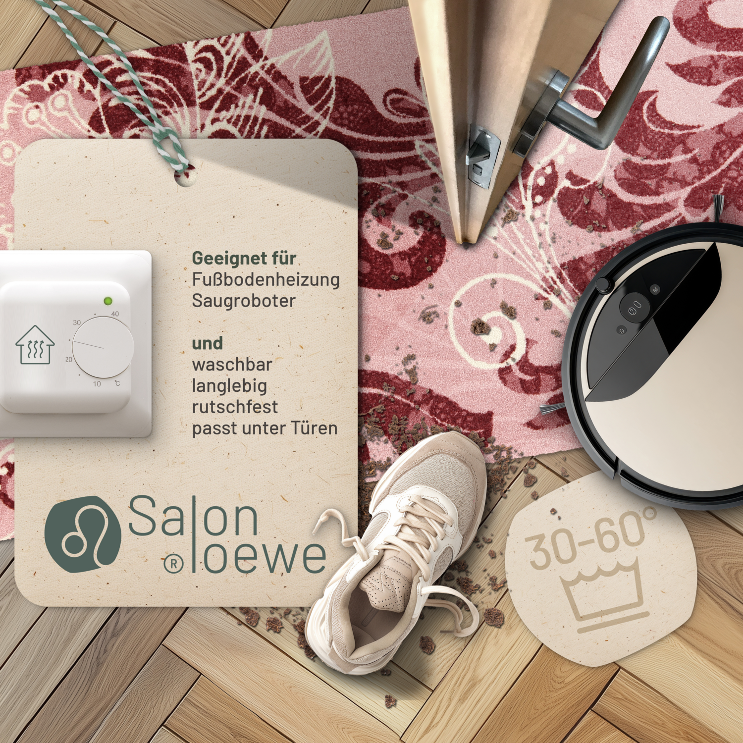 salonloewe-arabeske-rose-l-ufer-75-x-150-cm-waschbarer-flurl-ufer-mit-orientalis image 3
