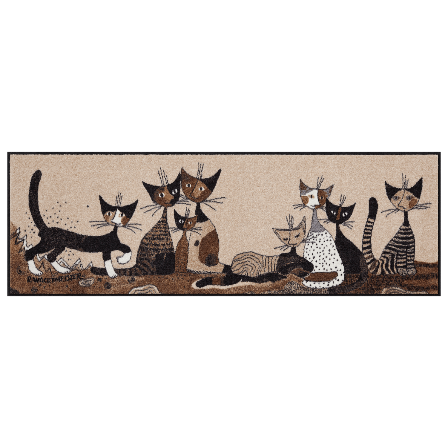 salonloewe-serafino-friends-teppich-60-x-180-cm-waschbarer-l-ufer-mit-katzenmoti image 1