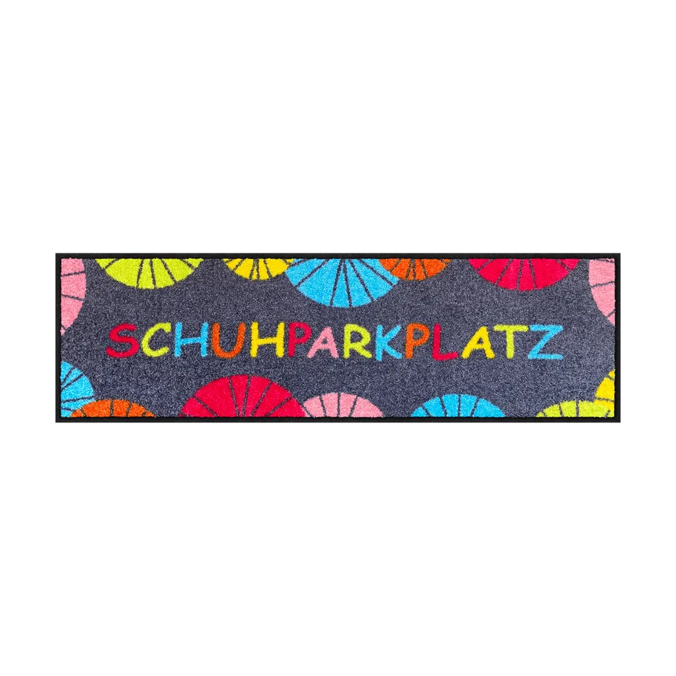 salonloewe-schuhparkplatz-umbrella-minimatte-30-x-100-cm-bunte-buchstaben-matte- image 1