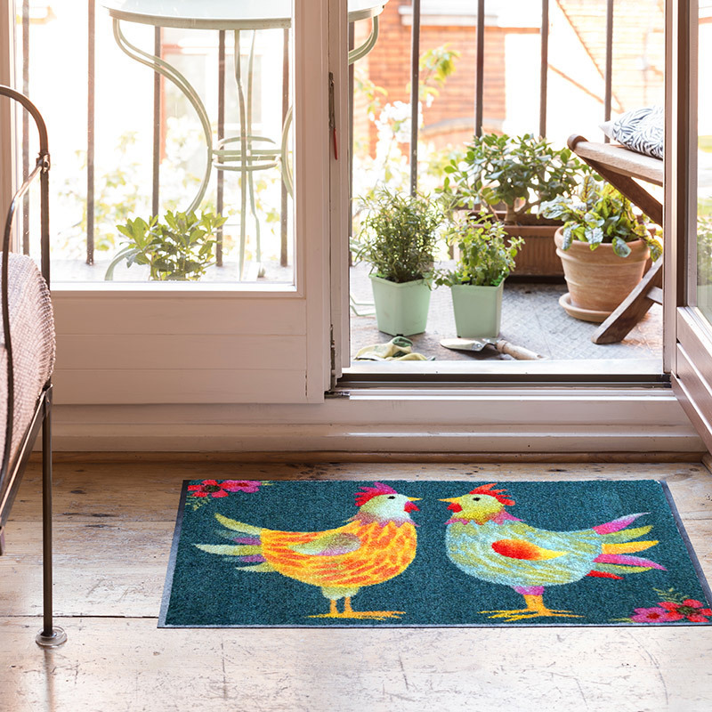 salonloewe-rainbow-chicken-petrol-eingangsmatte-50-x-75-cm-bunte-schmutzfangmatt image 2