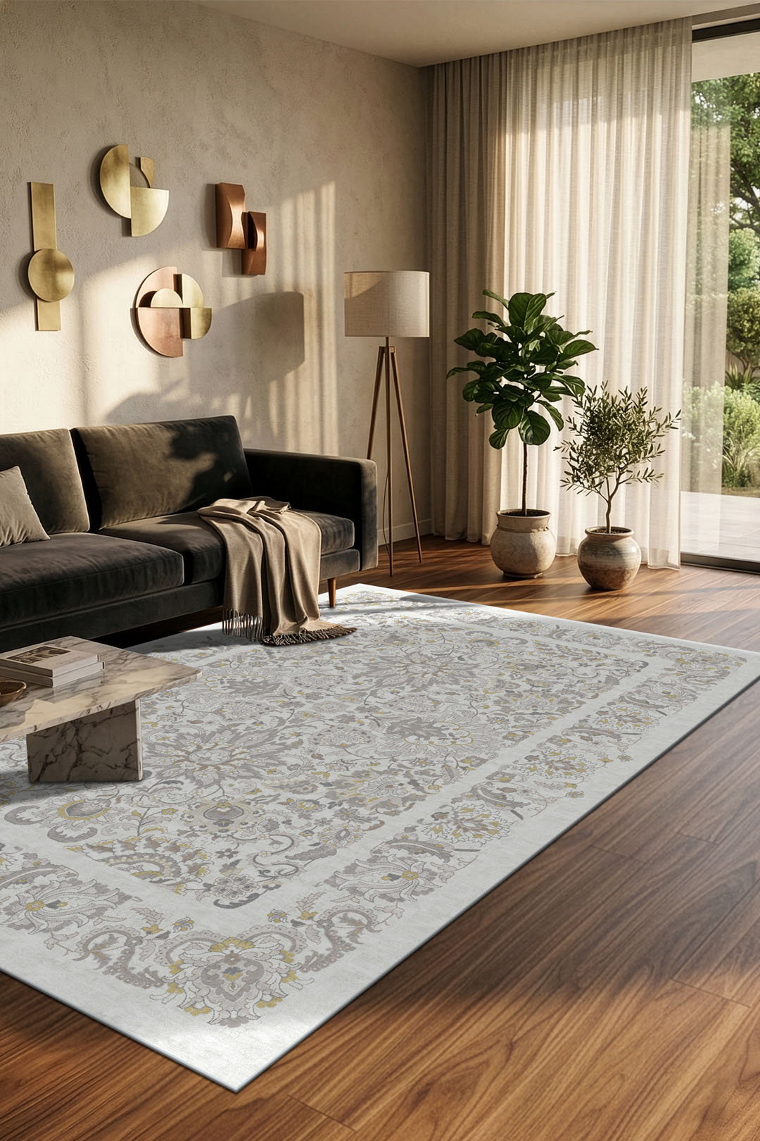 teppana-magnolia-taupe-teppich-waschbar-inkl-rutschfester-matte-klassisches-desi image 4