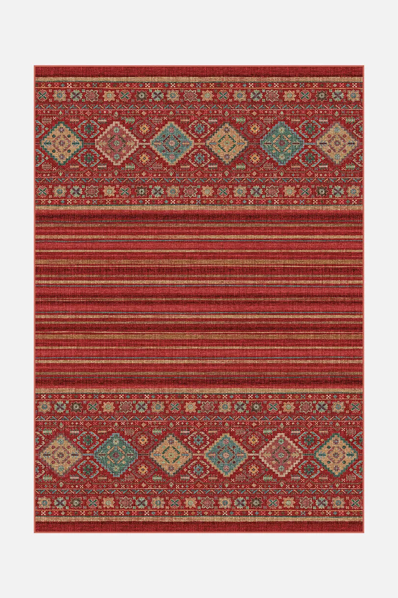teppana-samira-granat-teppich-waschbarer-boho-teppich-mit-geometrischem-muster-i image 1
