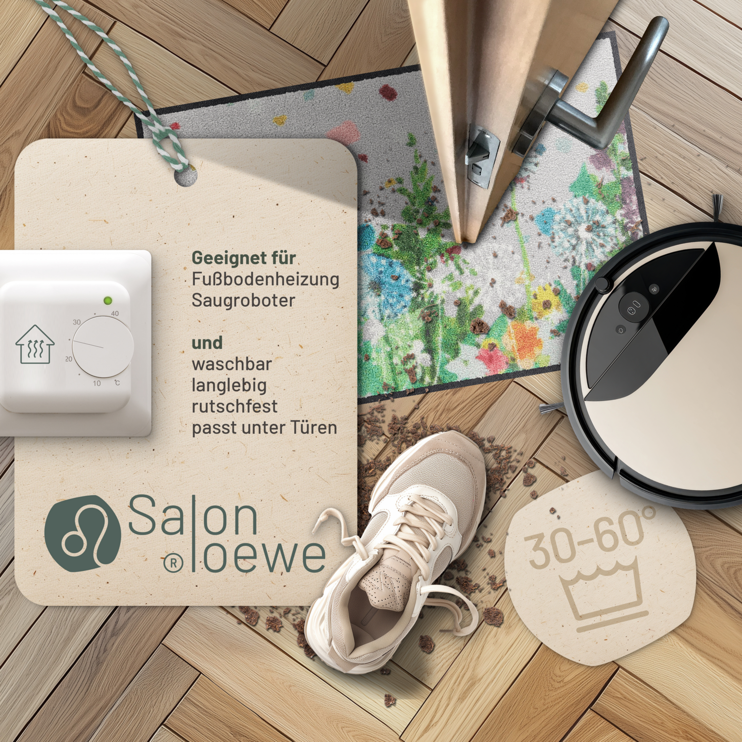 salonloewe-bee-happy-portrait-eingangsmatte-50-x-75-cm-bunte-blumen-fu-matte-mad image 3