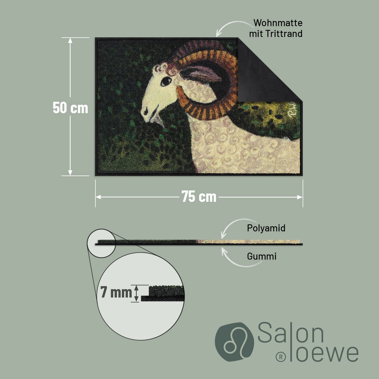salonloewe-riccia-waschbare-schmutzfangmatte-50-x-75-cm-polyamid-rutschfest image 3