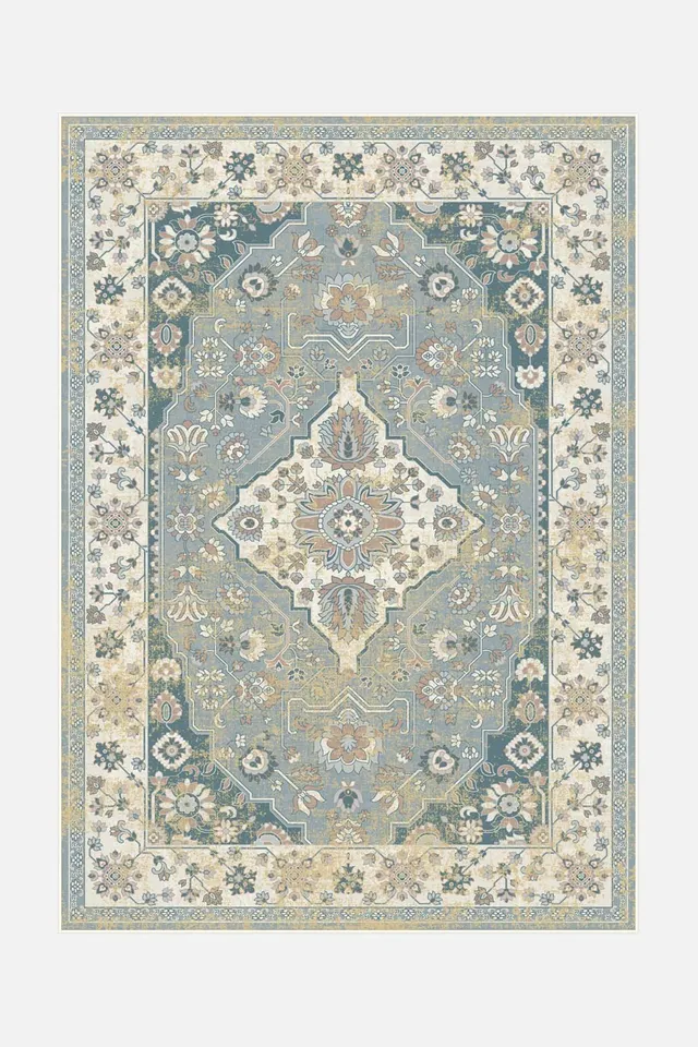 teppana-hiranur-savona-teppich-waschbarer-designer-teppich-beige-natur-blau-gr-n image 1