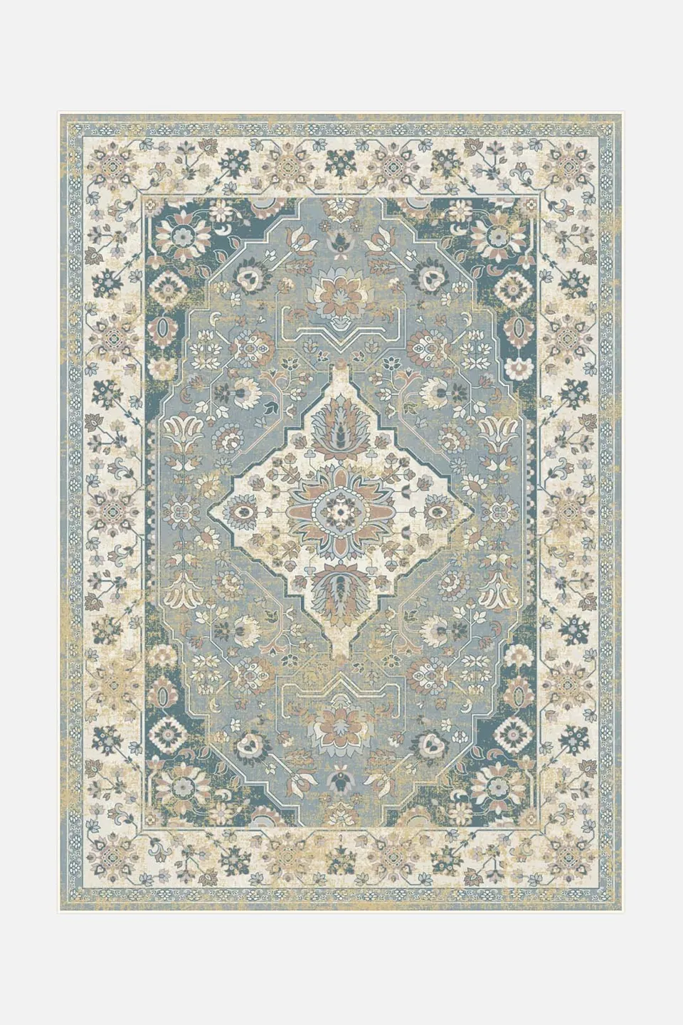 teppana-hiranur-savona-teppich-waschbarer-designer-teppich-beige-natur-blau-gr-n image 1