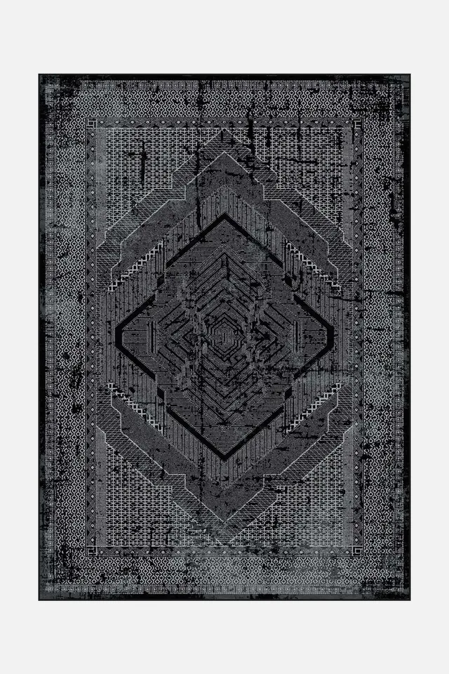 teppana-maria-ebenholz-teppich-waschbarer-design-teppich-in-grau-silber-mit-weic image 1
