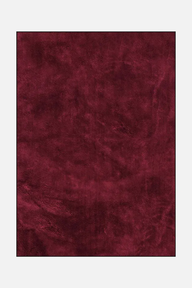 teppana-shaggy-mono-rubin-teppich-hochflor-waschbar-inkl-rutschfester-matte image 1
