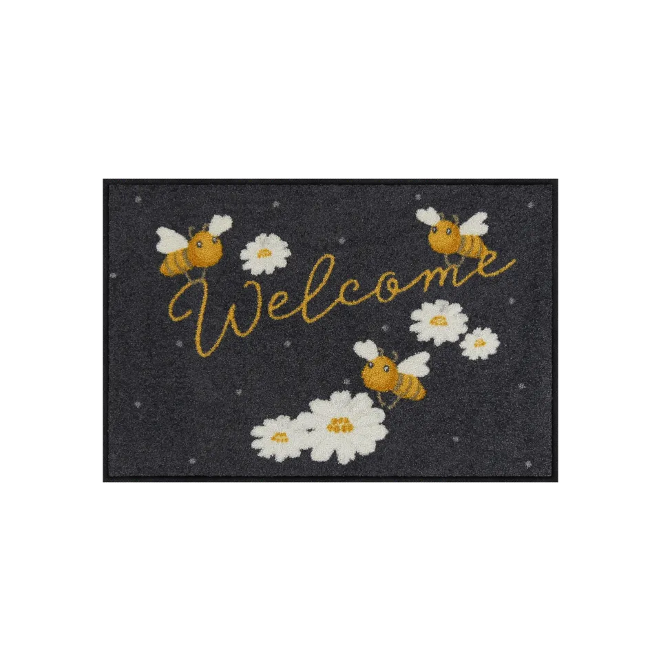 salonloewe-welcome-bees-eingangsmatte-50-x-75-cm-schmutzfangmatte-mit-bienen-des image 1