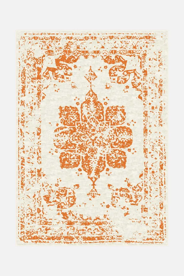 teppana-laura-blume-teppich-waschbarer-inoor-teppich-mit-blumenmotiv-gelb-orange image 1