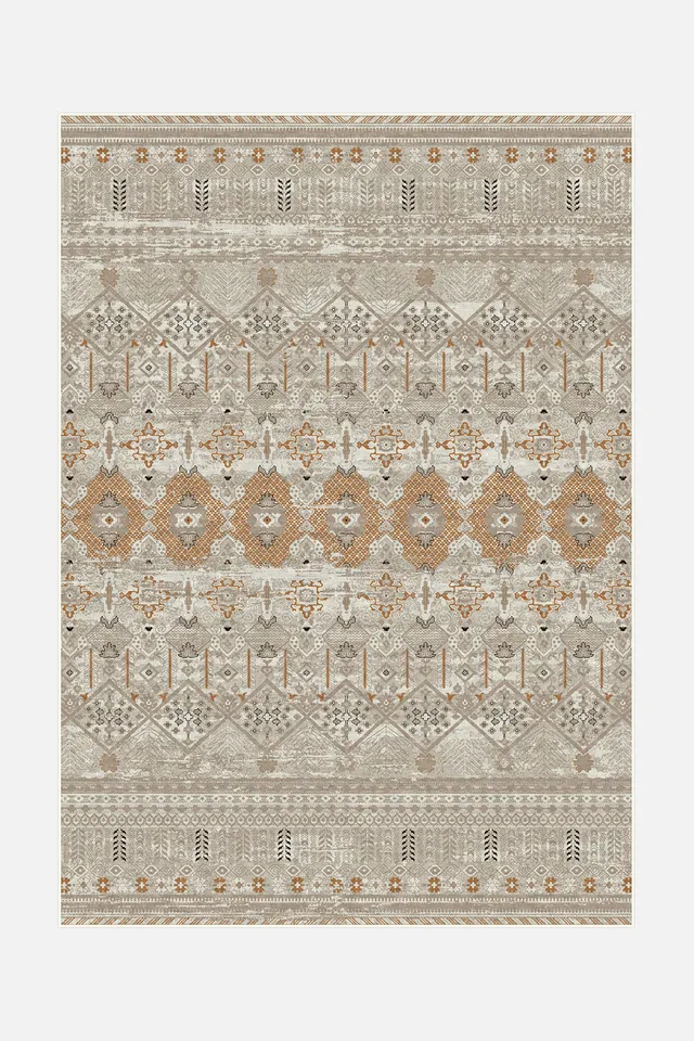 teppana-nele-taupe-teppich-waschbarer-marokkanisch-boho-teppich-braun-taupe-crem image 1