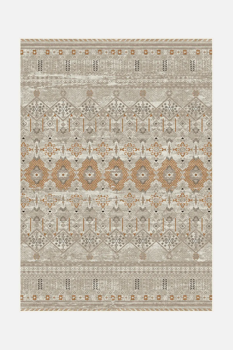 teppana-nele-taupe-teppich-waschbarer-marokkanisch-boho-teppich-braun-taupe-crem image 1