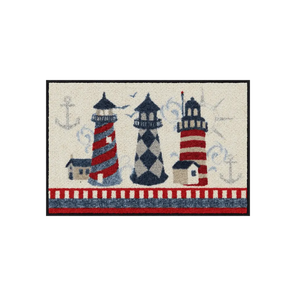 salonloewe-faro-eingangsmatte-50-x-75-cm-maritime-schmutzfangmatte-mit-leuchttur image 1