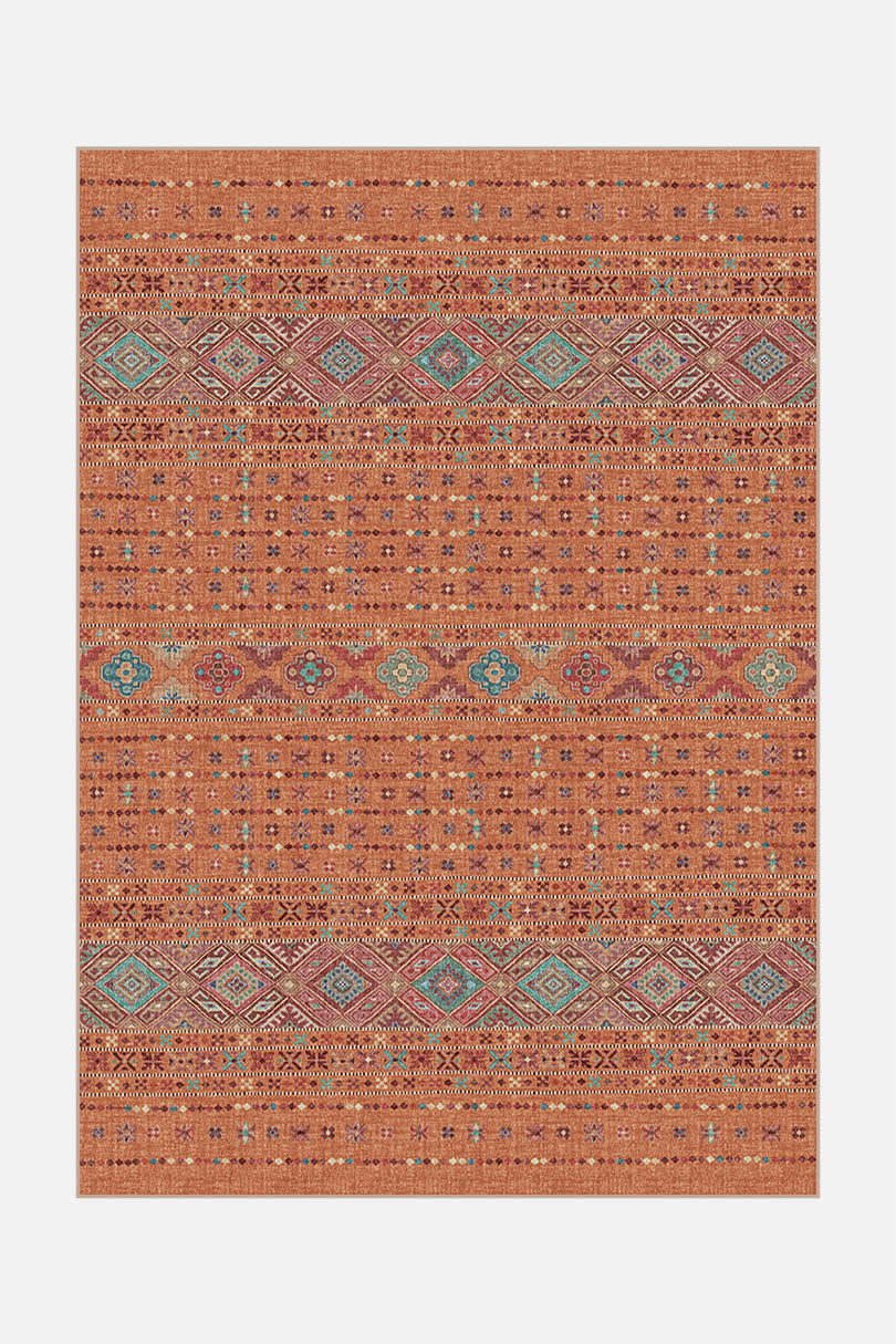 teppana-noura-zimt-teppich-waschbarer-boho-teppich-orange image 1
