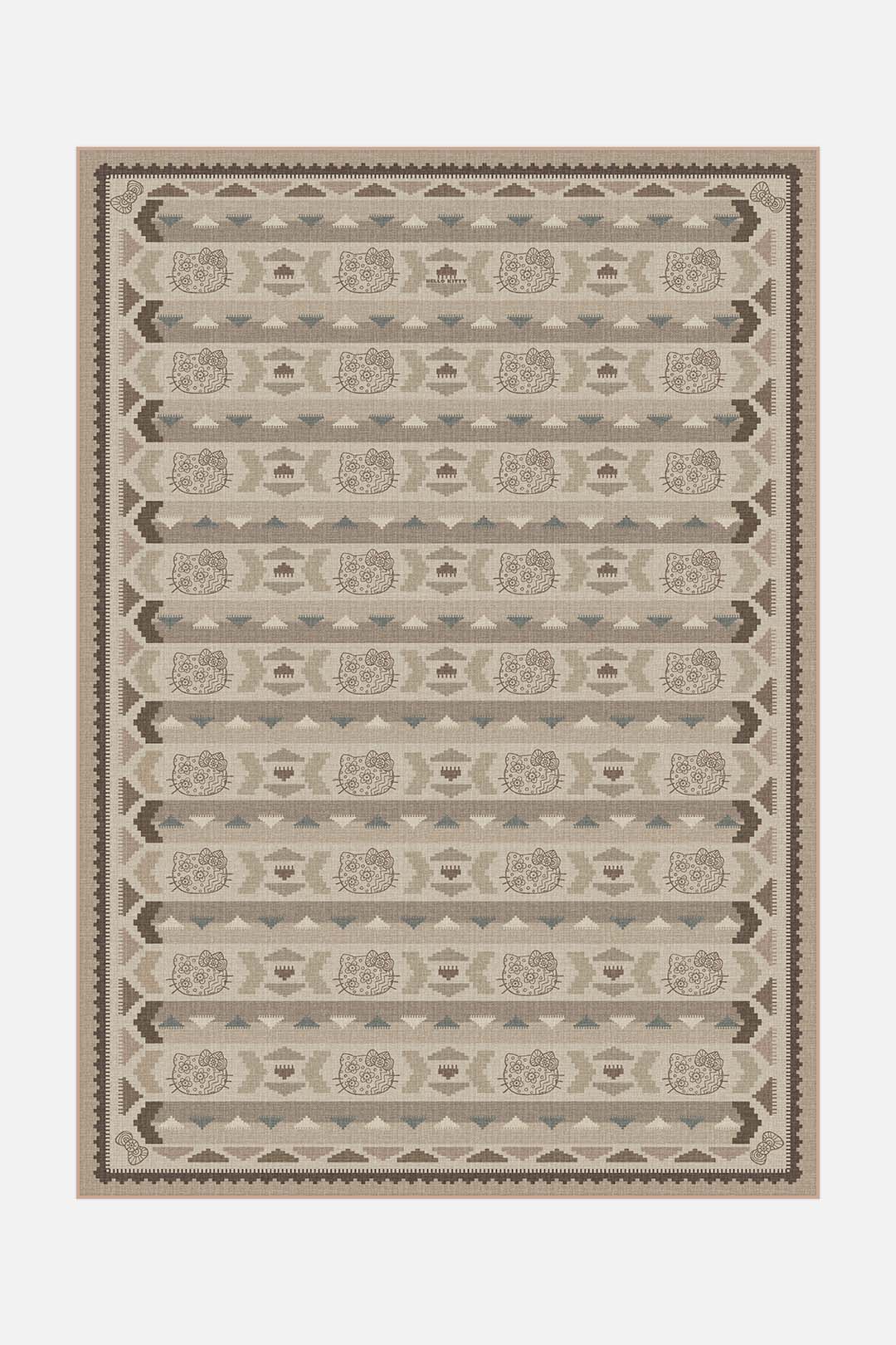 teppana-hello-kitty-kilim-mokka-teppich-waschbarer-kinder-teppich-beige-natur-bo image 1
