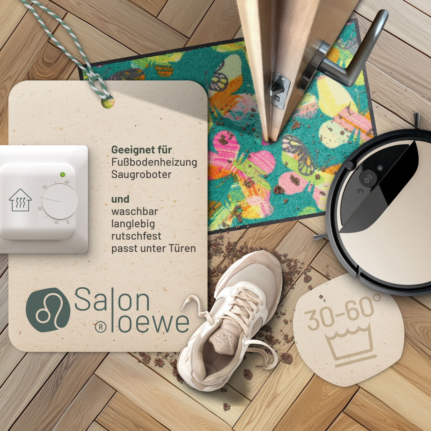 salonloewe-lovely-butterflies-eingangsmatte-50-x-75-cm-t-rkis-waschbare-schmutzf image 3