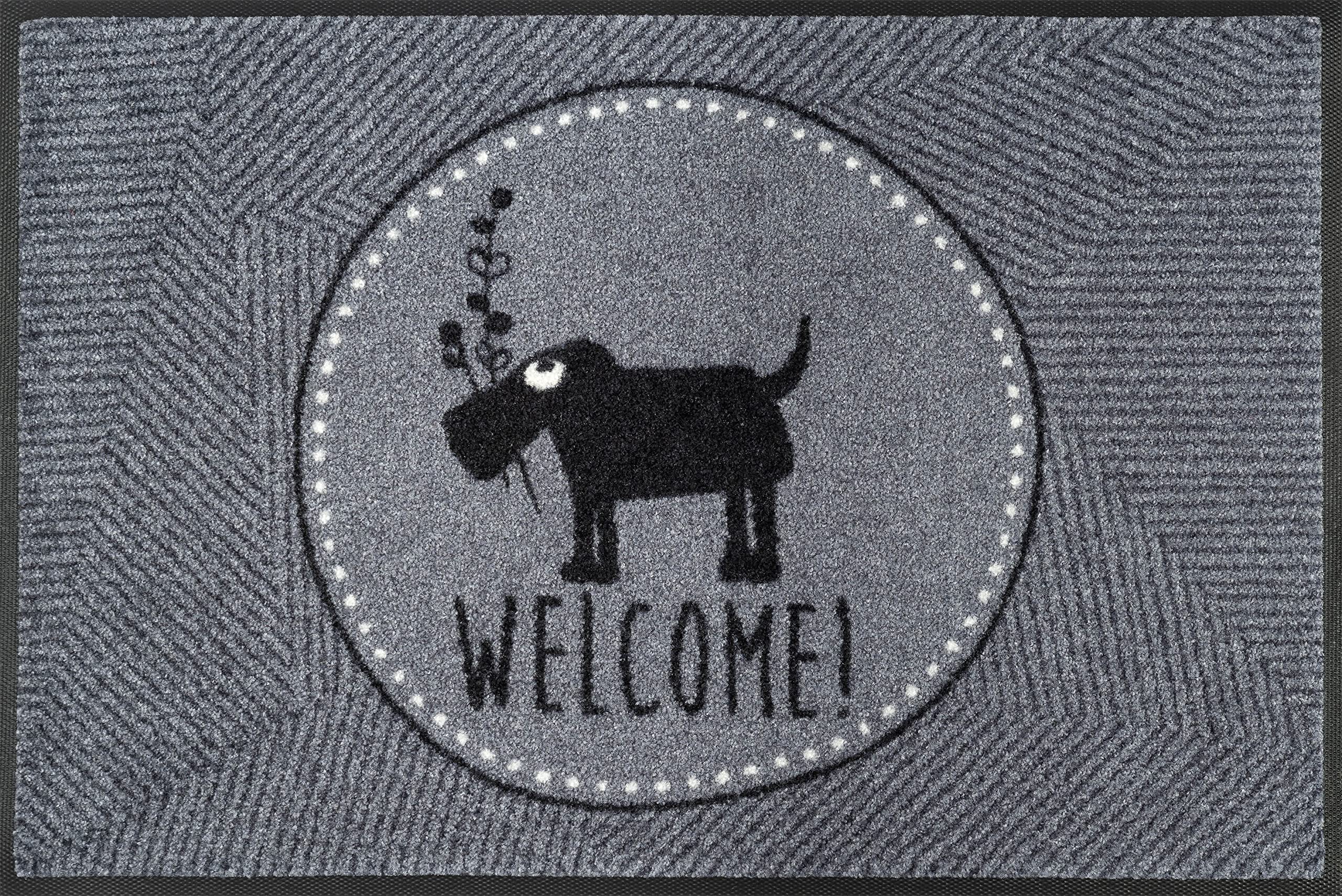wash-dry-fu-matte-herr-just-welcome-50x75-cm-grau-waschbare-sauberlaufmatte-f-r- image 1