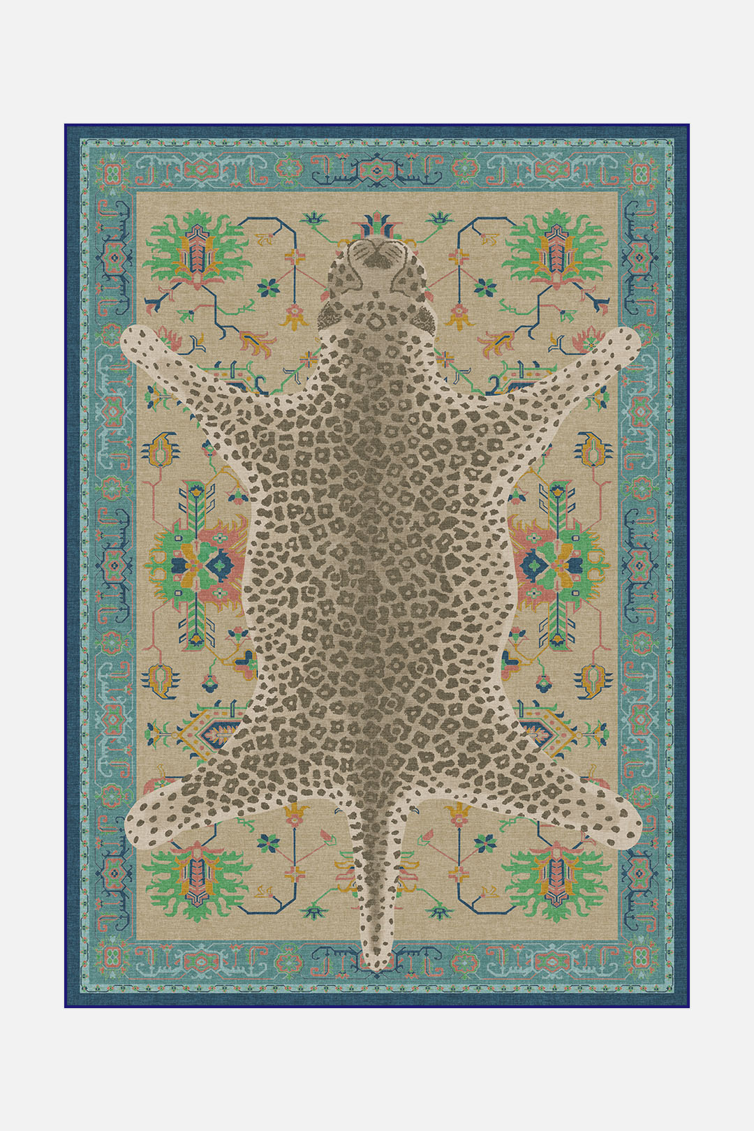 teppana-leopard-bunt-teppich-waschbarer-indoor-teppich-im-mehrfarbigen-leoparden image 1