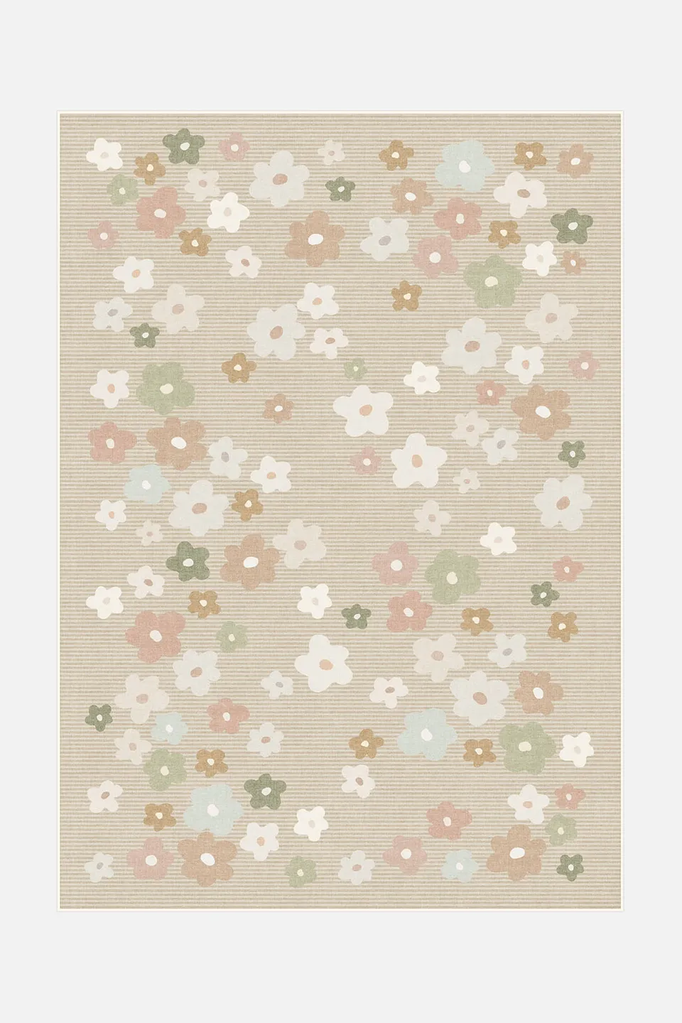 teppana-blumenwiese-taupe-waschbarer-floral-teppich image 1