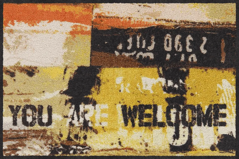 salonloewe-streetart-welcome-yellow-eingangsmatte-50-x-75-cm-waschbare-fu-matte- image 1