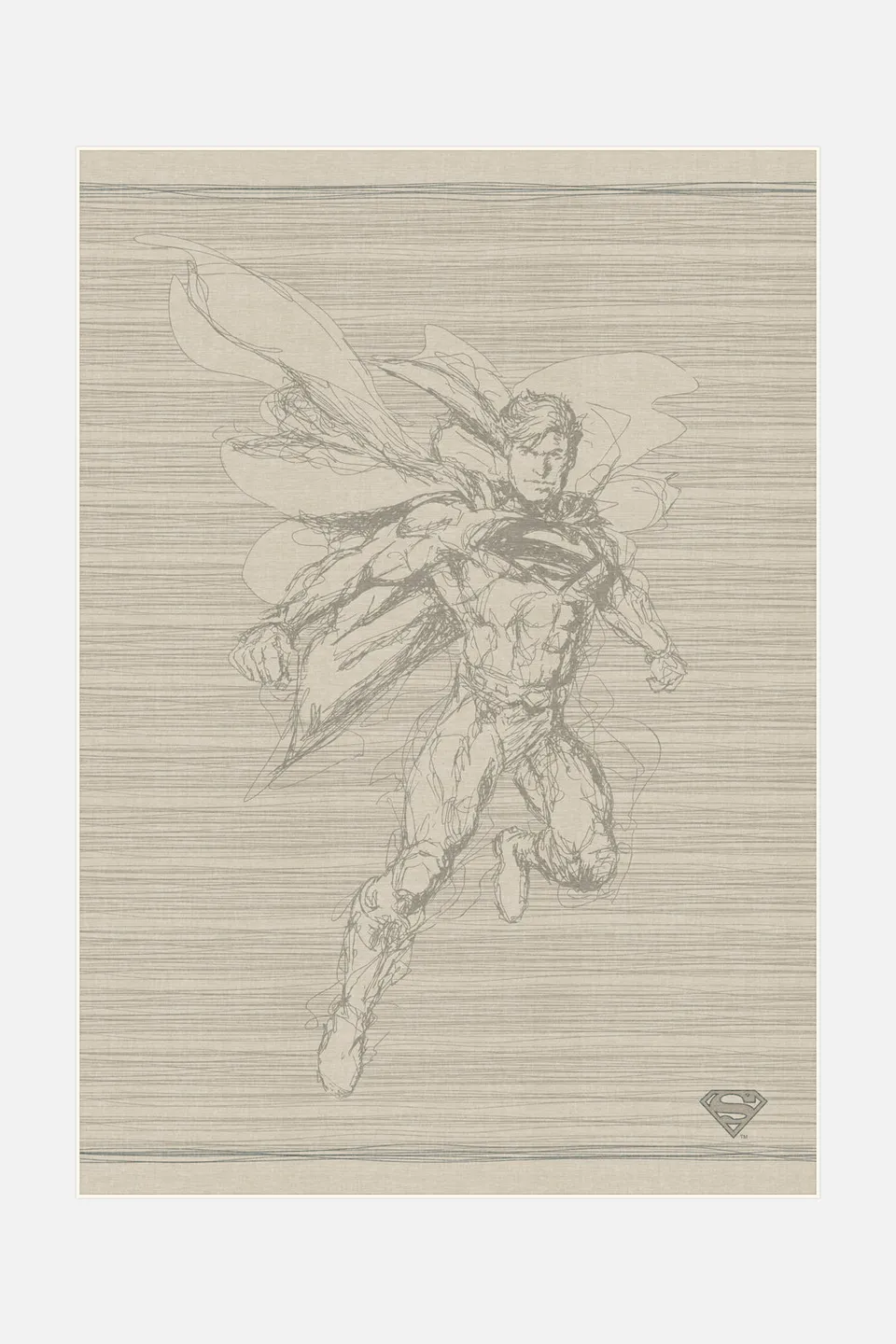 teppana-superman-skizze-beige-teppich-waschbarer-kinderteppich-inkl-rutschmatte image 1