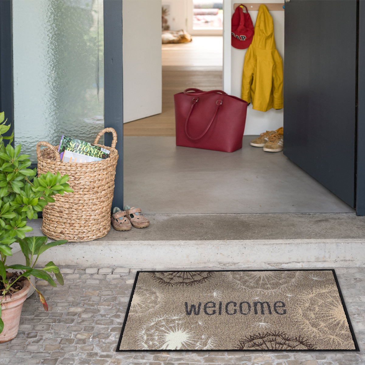 salonloewe-dandelion-welcome-beige-eingangsmatte-50-x-75-cm-einladende-fu-matte- image 2